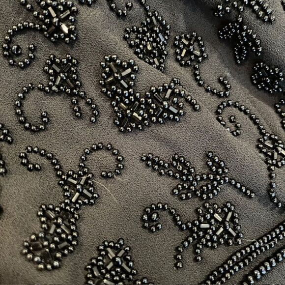 Laundry by Shelli Segal Beaded Front Evening Dress Black Spaghetti Strap Size 8P - Picture 2 of 14